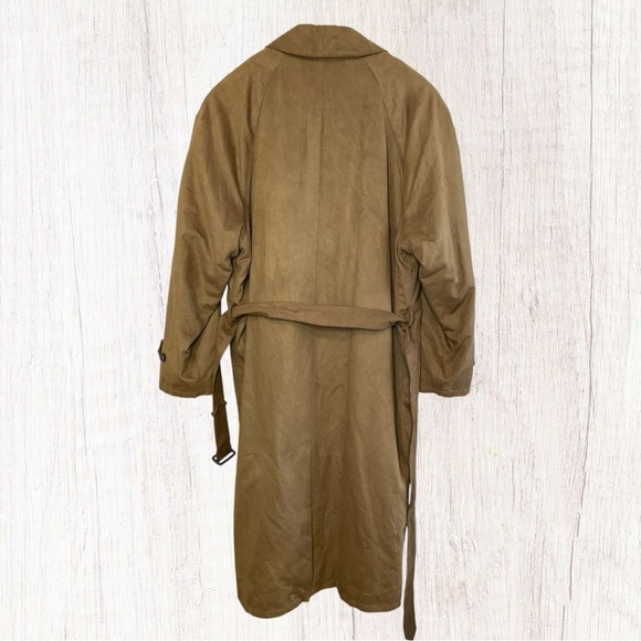 VTG BILL BLASS Men’s Faux Belted Suede Trench Coat Zip-In Quilted Lining, 42L - Picture 8 of 16
